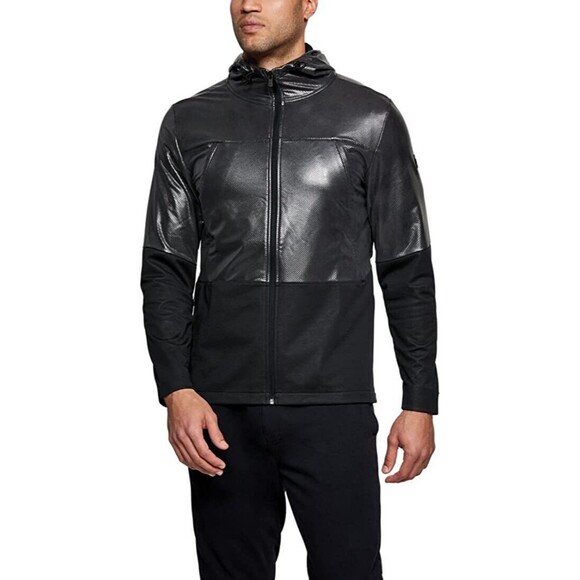 New Mens XL Under Armour NWT Swacket Jacket Black Wind Resistant Zipper Pockets - Picture 2 of 10